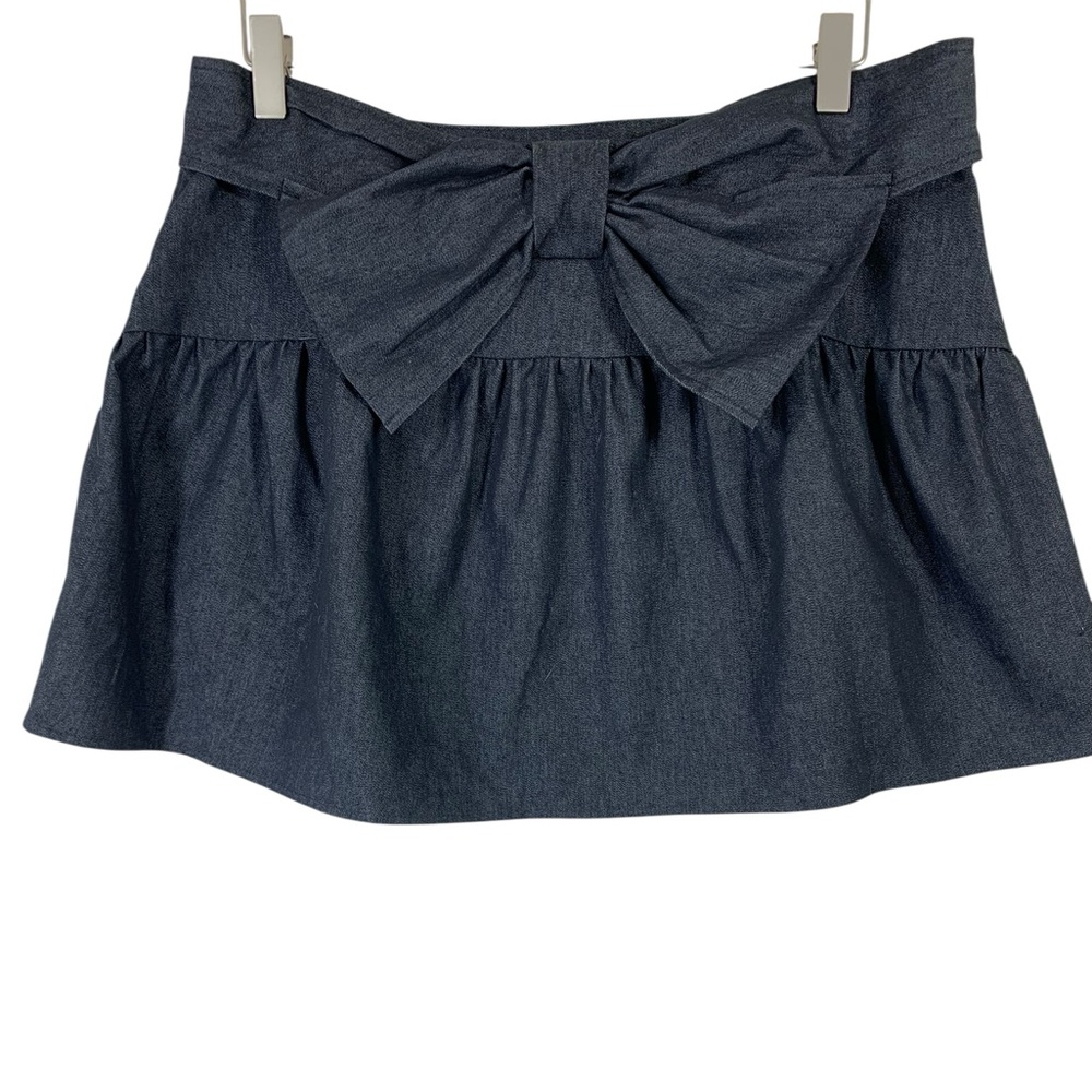 725 ORIGNIAL mini Y2K flared skirt Denim Skirt with Bow Detail size13